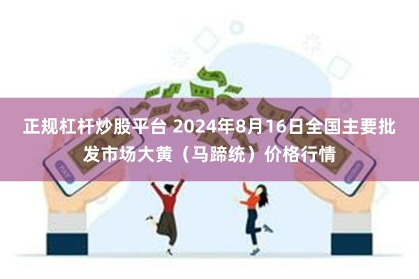 正规杠杆炒股平台 2024年8月16日全国主要批发市场大黄（马蹄统）价格行情